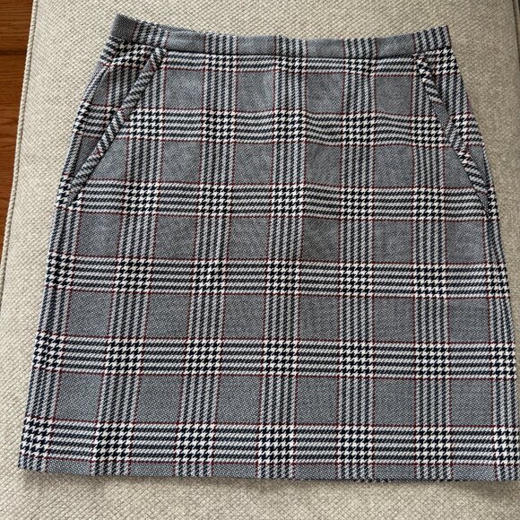 Anne Klein Women's Marine Blue Combo Plaid Pencil Skirt Size 8 - Picture 4 of 9